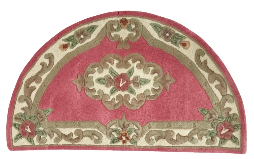 Traditional Handmade Wool Rug - Avalon - Pink - 67x127cm
