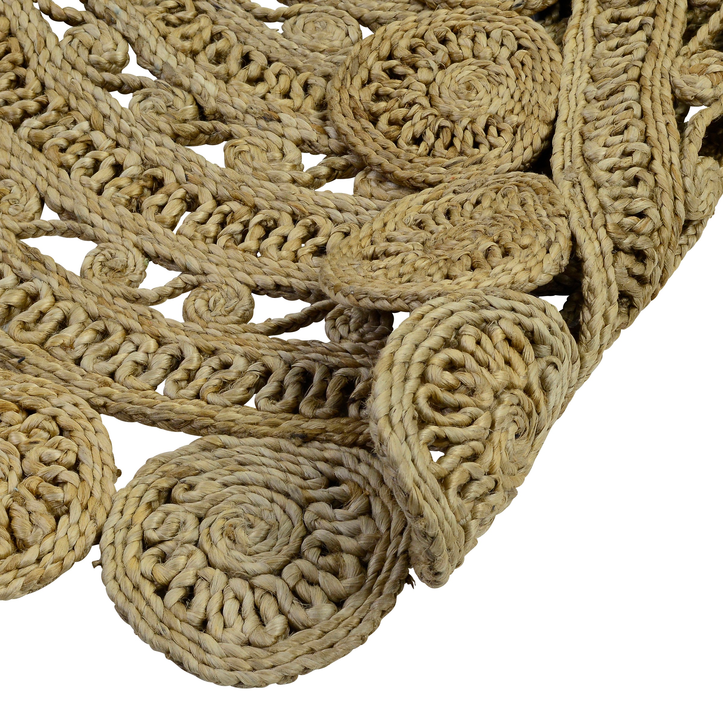 Handwoven Floral Jute Rug 1038 Natural 120x120 Buy Round Rugs