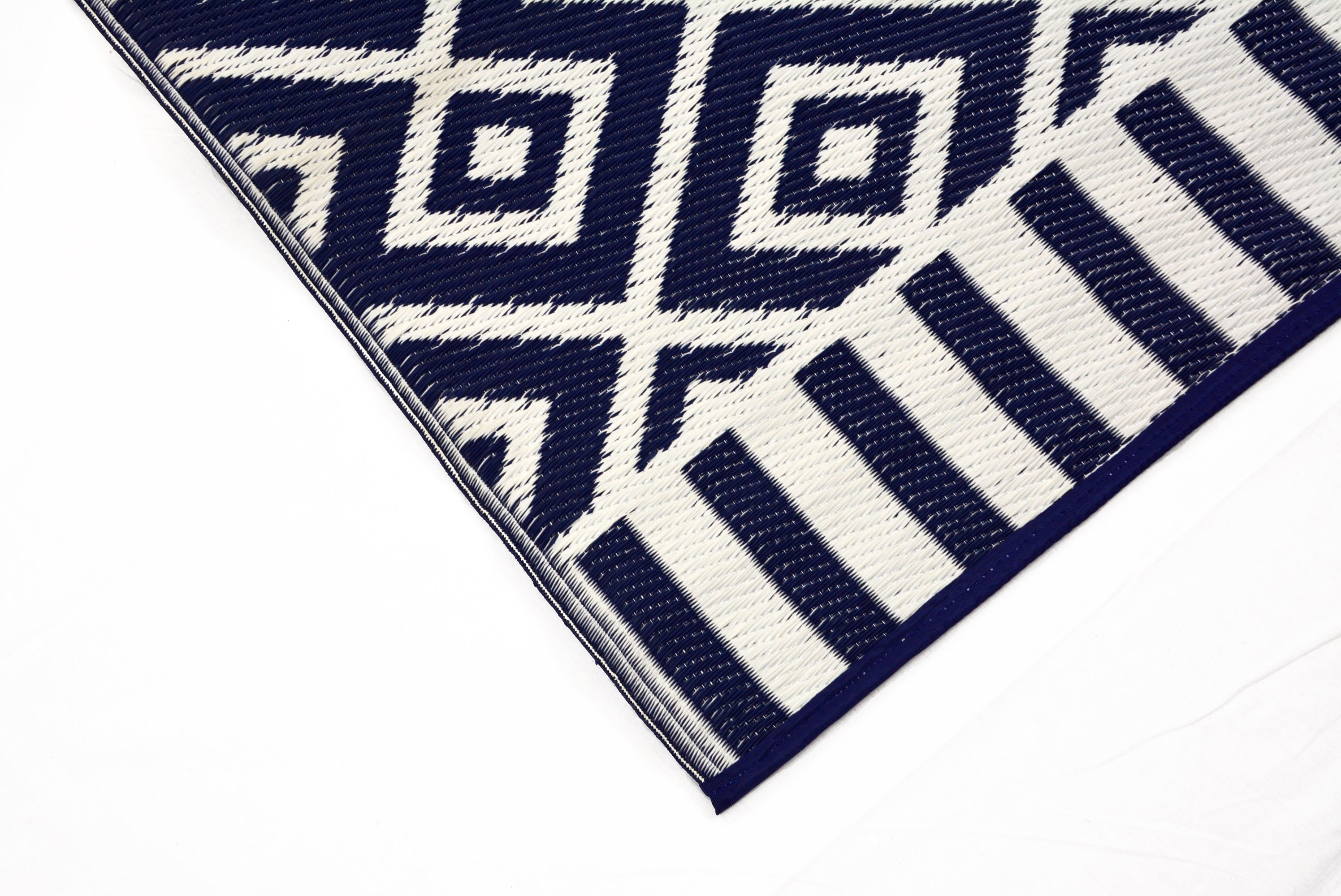 Reversible Indoor/Outdoor Mats - Chatai A002 - Navy/White-180x270