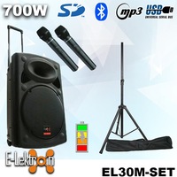 E-lektron 12" Inch Portable Speaker Set 700W Mobile PA Sound System Battery Bluetooth With 2 Wireless Microphones and Stand