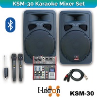 E-Lektron KSM-30 Karaoke Set 2 X 12" inch Active Bluetooth Speakers Audio Mixer Microphones