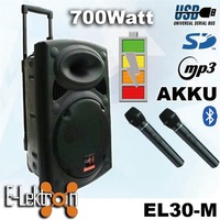 E-lektron EL30-M 12" Inch Portable Speaker 700W PA Sound System Battery Bluetooth 2 Wireless Microphones Karaoke Party