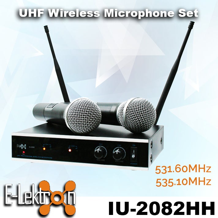 E-Lektron IU-2082 digital UHF wireless microphone system 2xhand-held wireless microphone set