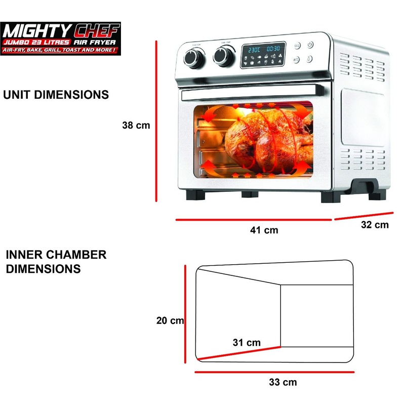 Buy Mighty Chef Jumbo Air fryer Oven 23L All 8 Accessories Included
