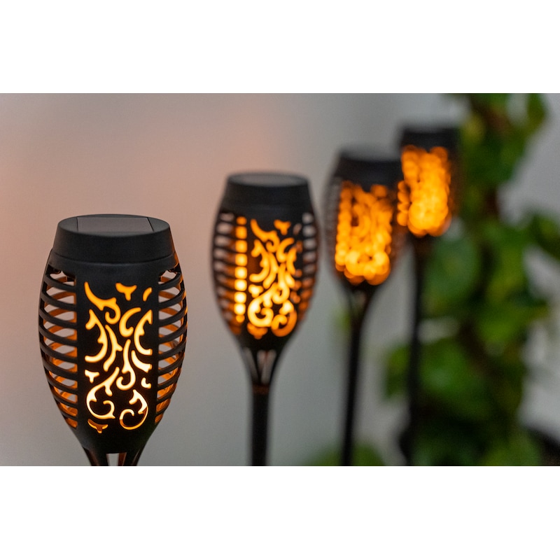 Buy Solar Flaming Tiki Lamp - Flame effect- Easy to Assemble - Set of 4 ...