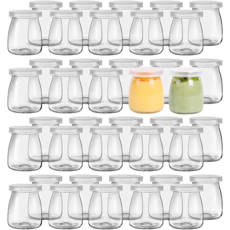 Buy 12 Pack Clear Yogurt Jars Glass Jars , Glass Pudding Jars Ideal for Jam, Honey, Wedding
