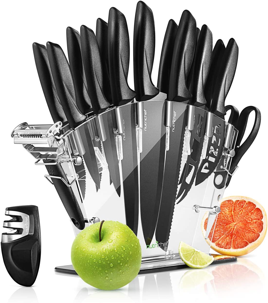 17 Piece Knife Set with Block and Sharpener