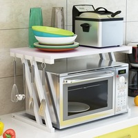 2 Tier Microwave Oven Rack Tableware Storage Toaster Oven Shelf Kitchen ...