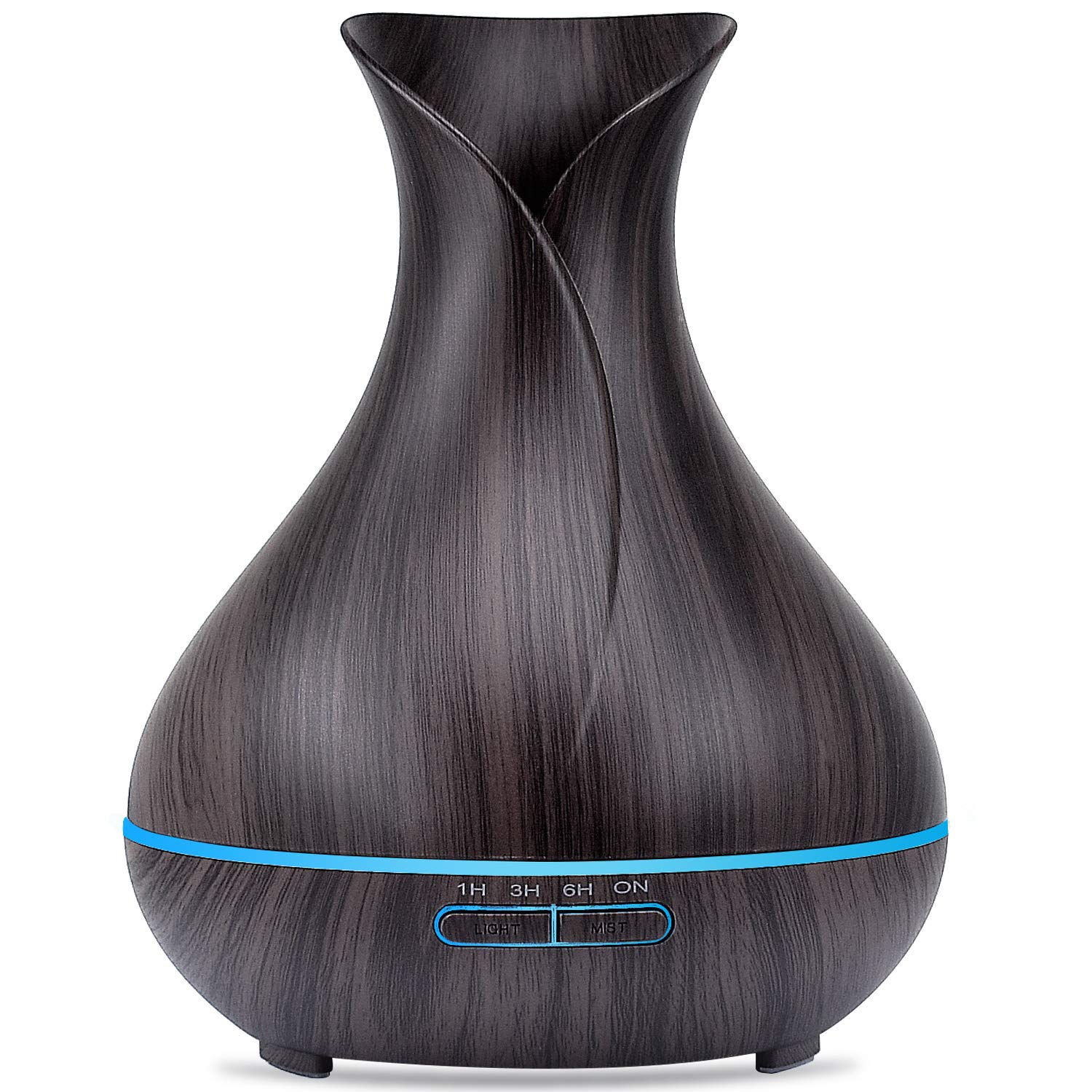 550ml Wood Grain Essential Oil Diffuser, Cool Mist Ultrasonic Humidifier with 7 LED Color Changing Light