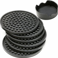 6 Pack Drink Coasters with Holder for Drinks, Non-stick to Cup With Ridged Silicon Base