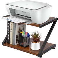 Desktop Printer Stand, 2 Tiers Desk Organizer Storage Wood Book Shelf with Skid Pads for Home Office & School