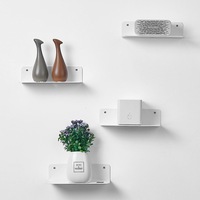 Floating Shelves with Cable Clips for Bedroom, Bathroom, Gaming Room, White (Set of 4)