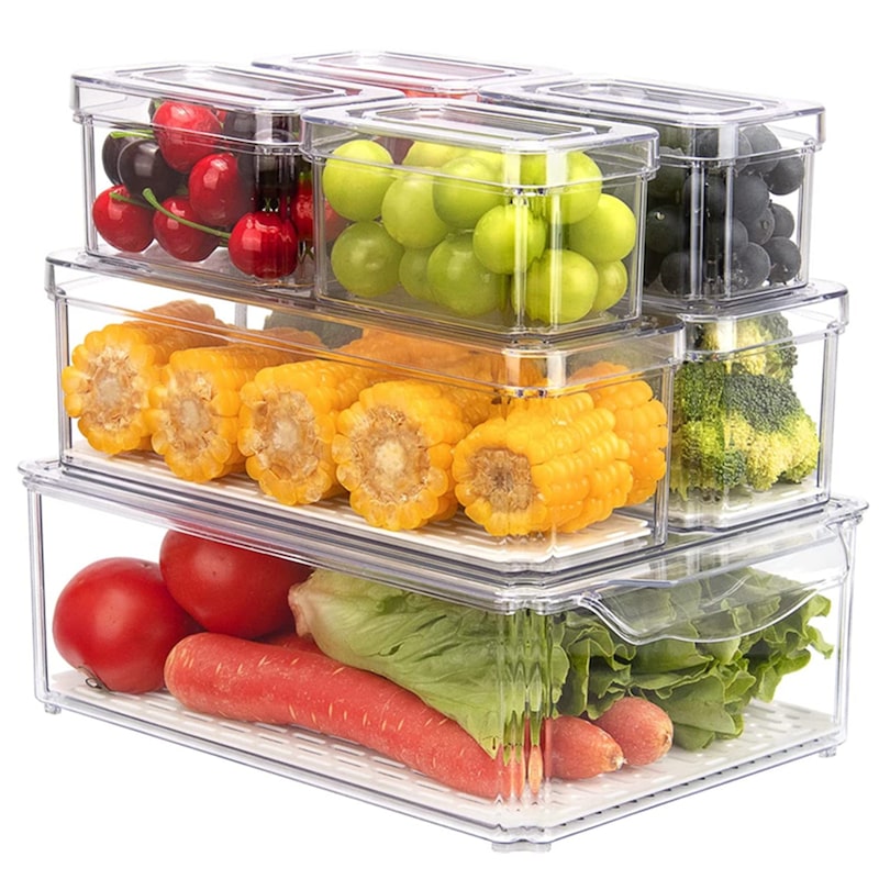 Buy Fridge Food Storage Containers with Lid - 7pc Stackable Produce ...