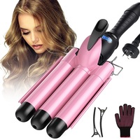 Hair Waver, 25mm Curling Iron, 3 Barrel Curling Wand Hot Hair Curler, Mermaide Curler Wave Wand Tool Quick Styling for Women or Girls
