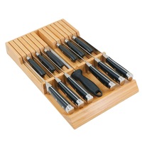 In-Drawer Knife Block Holder - Bamboo Kitchen Knife Stand Drawer Organizer