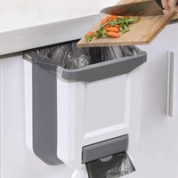 Kitchen Bin,Rubbish Bin Plastic Folding Wall Mounted for Cupboard Door Hanging Trash Can