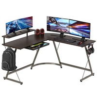 L-Shape Desk, Computer Gaming Desk, Home Corner Desk, Office Writing Workstation with Large Monitor Stand