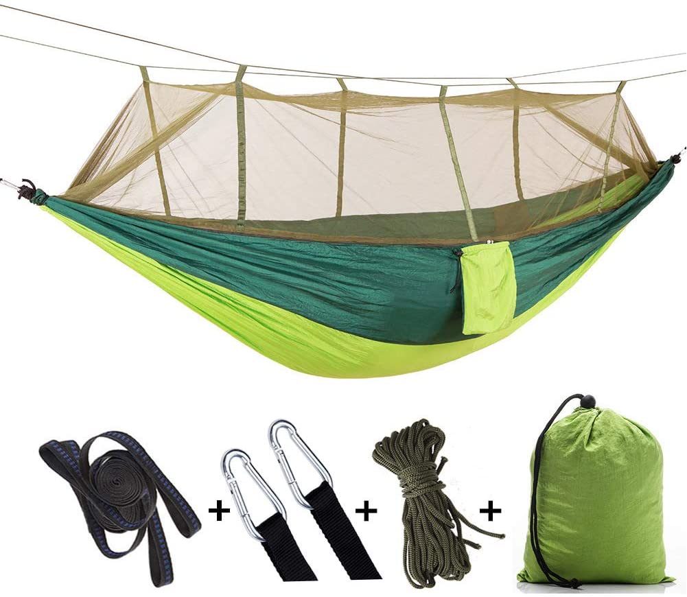 Portable Outdoor Camping Hammock With Mosquito Net High Strength Parachute Fabric Hanging Bed Hunting Sleeping Swing