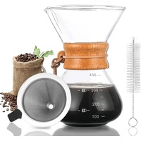 Pour Over Coffee Maker Glass Coffee Pot Manual Drip Coffee Brewer with coffee Filter for Home, Travel (400 ml)