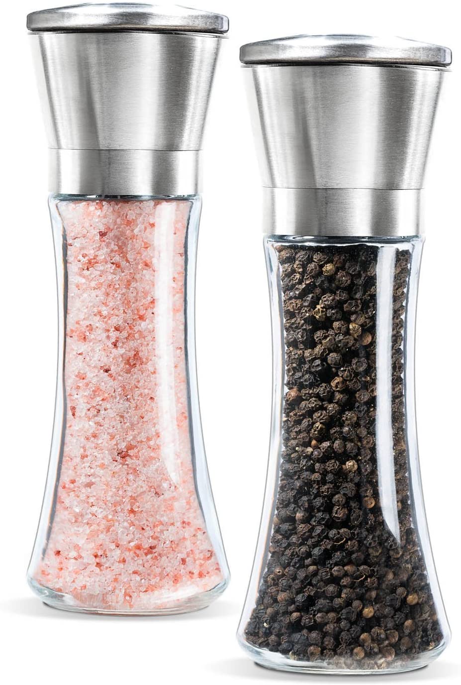 Set of 2 Salt and Pepper Grinder Set, Stainless Steel Pepper Mills , Salt and Pepper Shakers