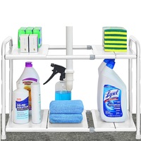 2 Tier Under Sink Expandable Shelf Organizer Rack (Expand from 38 to 63.5 cm)