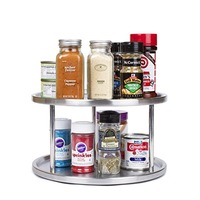 Stainless Steel Lazy Susan - 2 Tier Design, 360-degree Turntable