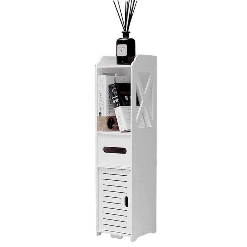 Buy Toilet Paper Roll Holder Stand with Slim Shelf, Small Bathroom