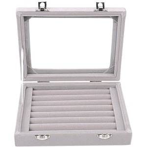 Velvet Glass Jewelry Display Storage Box, Earrings Jewelry Box, Ring Holder Case, 2 Clasps