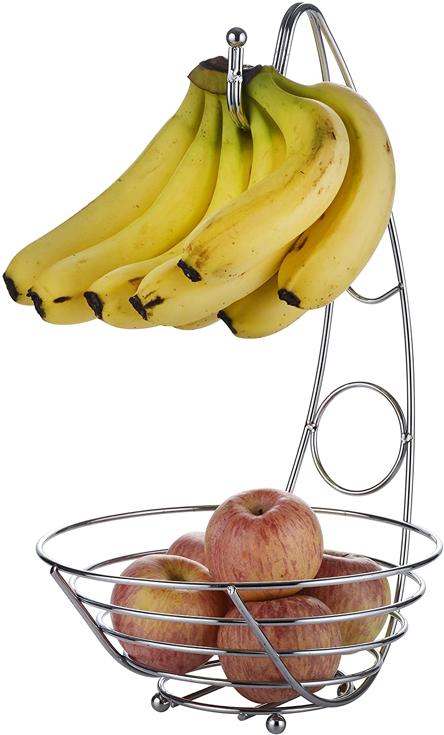 Wired Fruit Basket, Fruit Bowl Stand with Banana Hanger Hook