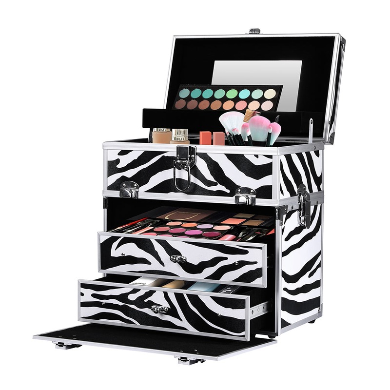 Buy Portable Makeup Case Cosmetic Organiser Box Beauty Travel Suitcase 5 in 1 Zebra MyDeal