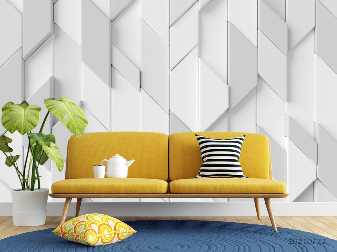 3D Abstract White Geometric Pattern Wall Mural Wallpaper LQH 388
