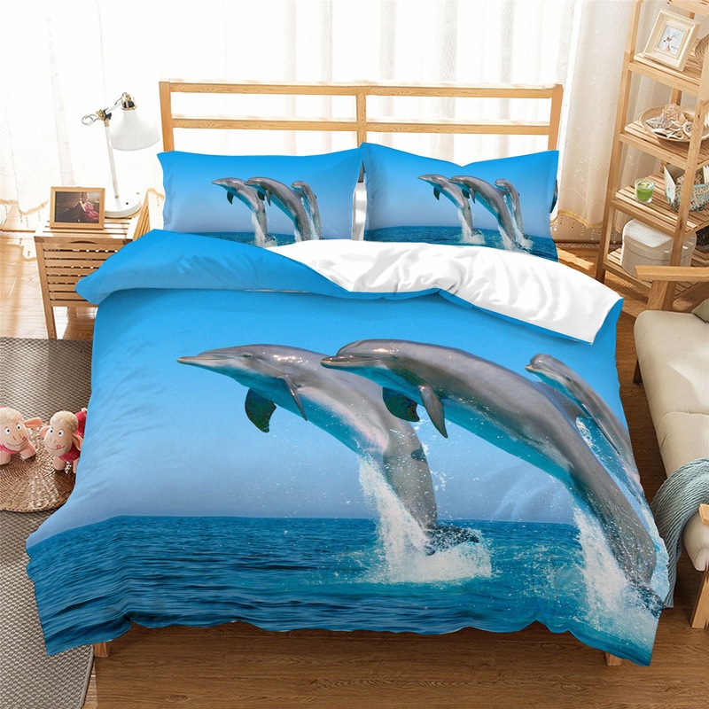 3d Blue Sea Surface Dolphin Quilt Cover Set Bedding Set Duvet Cover Pillowcases Sf63 Buy Quilt Cover Sets 2091524