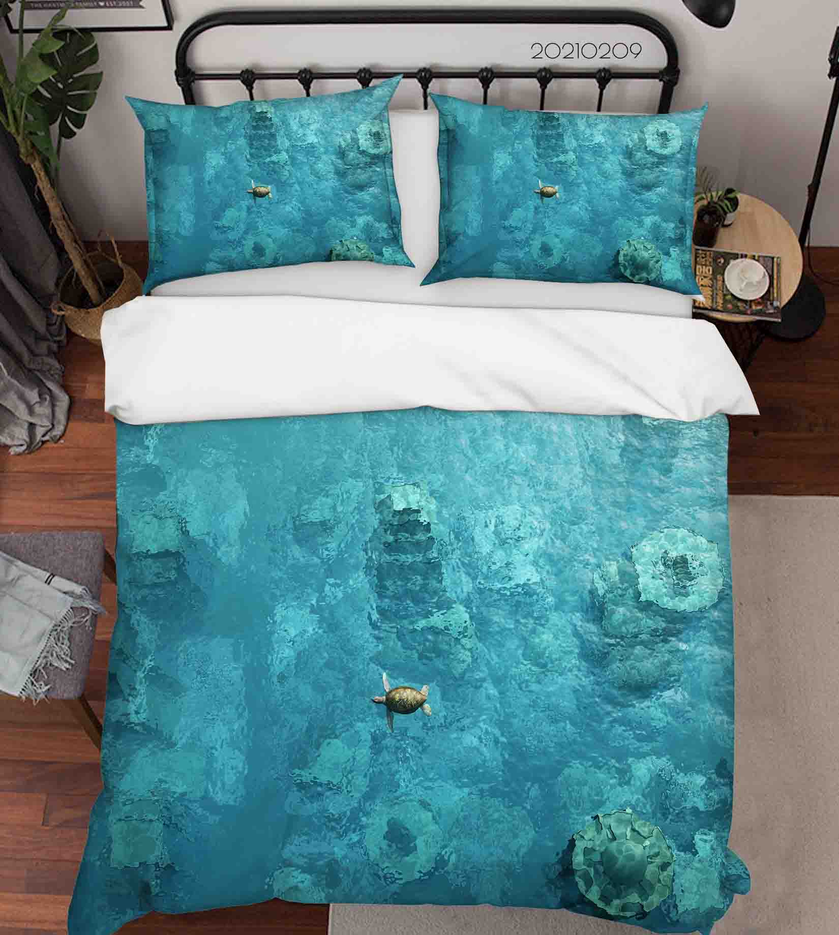 3D Blue Sea Turtle Quilt Cover Set Bedding Set Duvet Cover Pillowcases 212