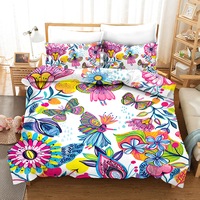 3D Butterfly Pink Floral Quilt Cover Set Bedding Set Pillowcases 85