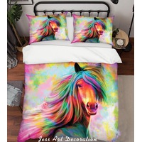 3D Colorful Horse Quilt Cover Set Bedding Set Duvet Cover Pillowcases SF124