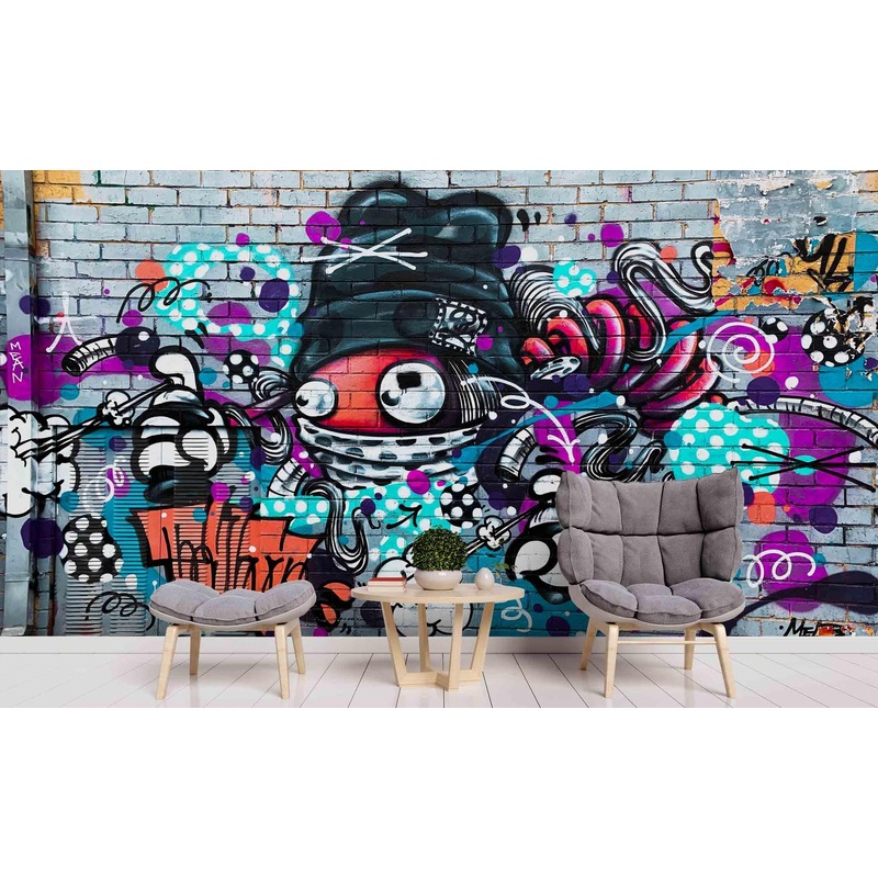Buy 3D Colourful Abstract Graffiti Art Monster Wall Mural Wallpaper ZY