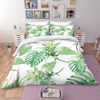 3D Green Palm Leaves Quilt Cover Set Bedding Set Pillowcases 05