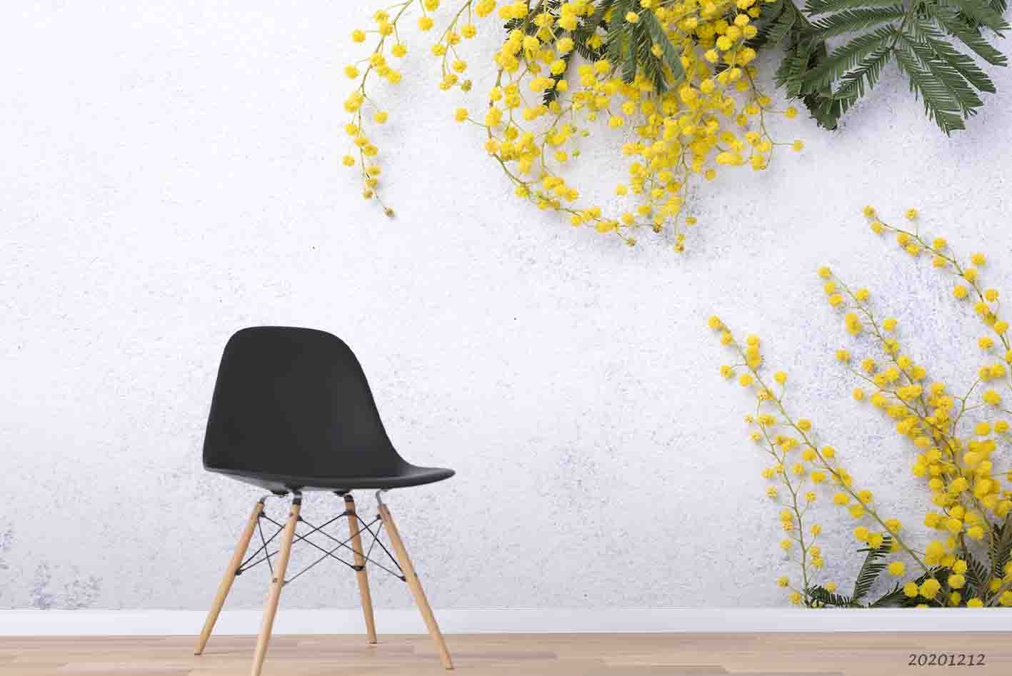 3D Embossed Yellow Floral Leaves Plant Wall Mural Wallpaper LXL