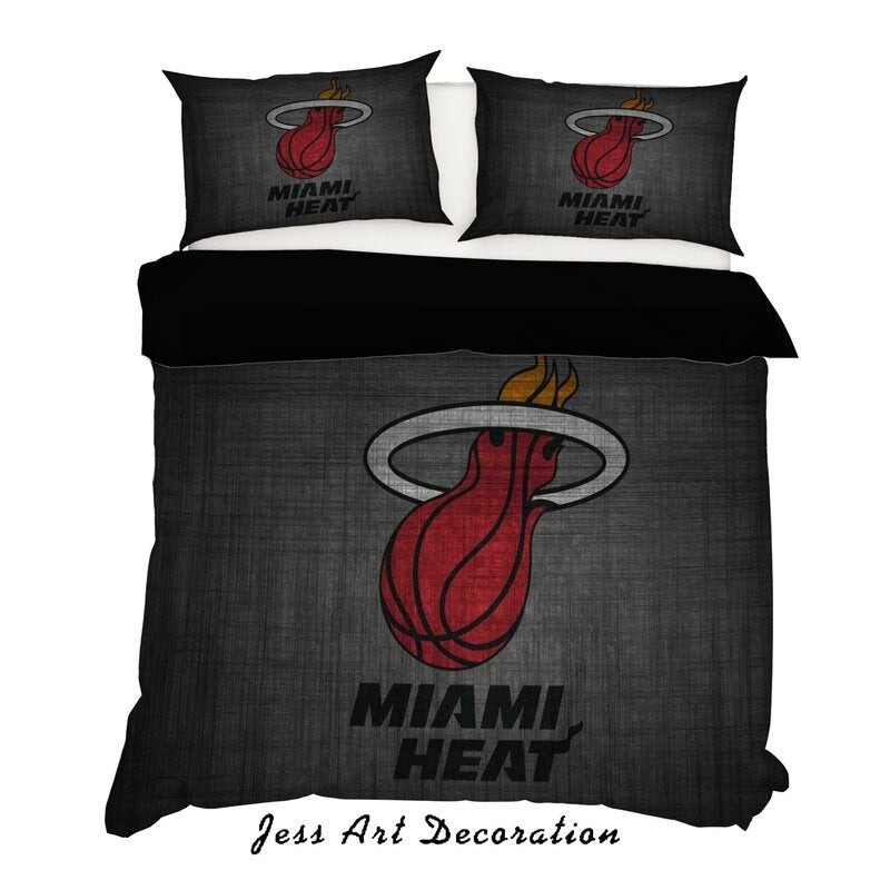 3d Miami Heat Logo Quilt Cover Set, Miami Heat Twin Bedding