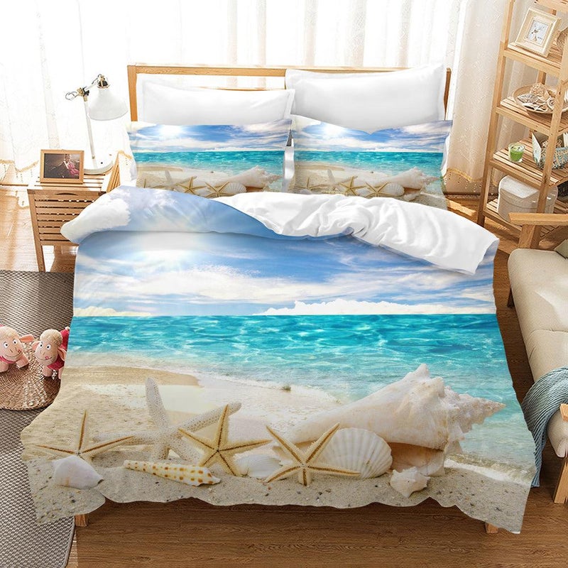 3d Sea Beach Conch Starfish S Quilt, Queen Bed Quilt Cover Size In Cm