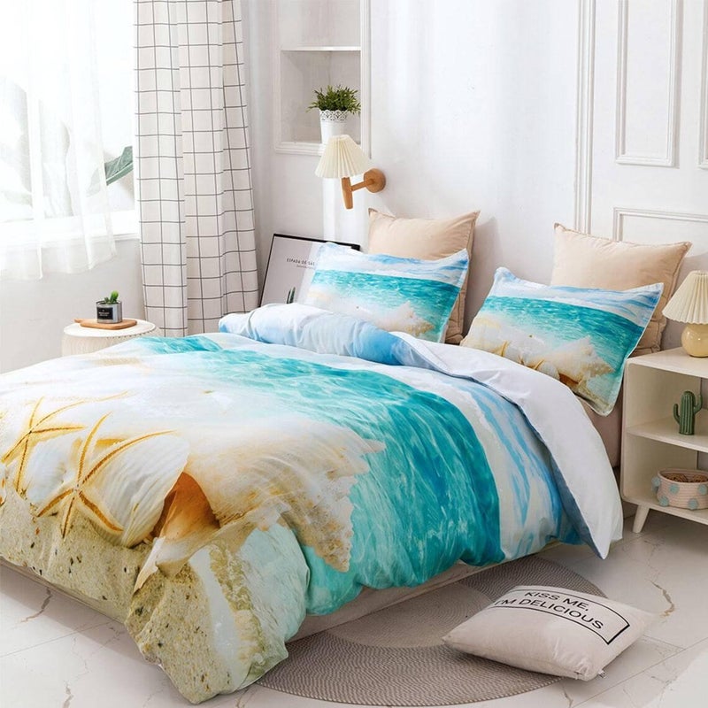 Buy 3D Sea Beach Conch Starfish Shell Quilt Cover Set Bedding Set ...