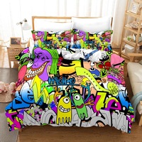 3D Street Graffiti Quilt Cover Set Bedding Set Pillowcases 202
