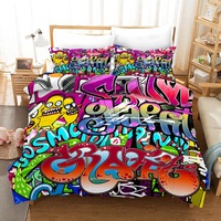 3D Street Graffiti Quilt Cover Set Bedding Set Pillowcases 203