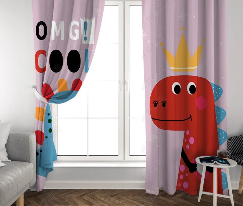 3D Cartoon Animal Dinosaur Curtains and Drapes LQH 1
