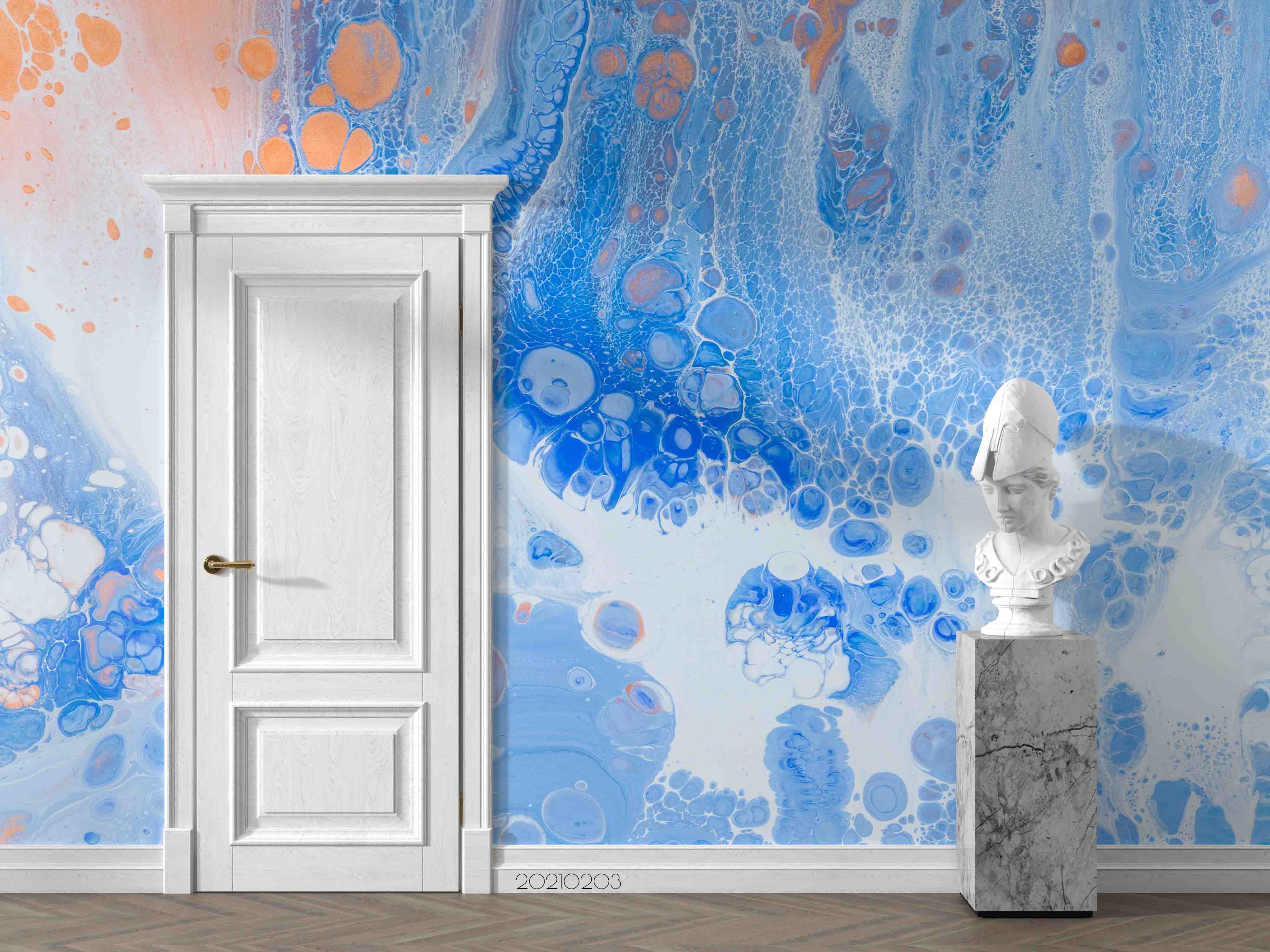 Buy 3D Abstract Blue Marble Texture Wall Mural Wallpaper LQH 236 ...