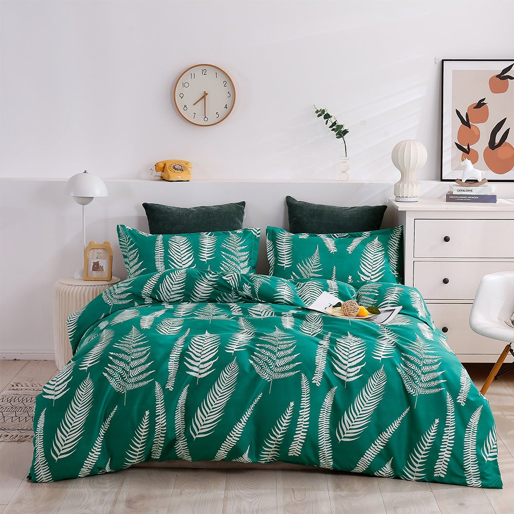 3D Hand Drawn Green Leaf Quilt Cover Set Bedding Set Duvet Cover Pillowcases 200