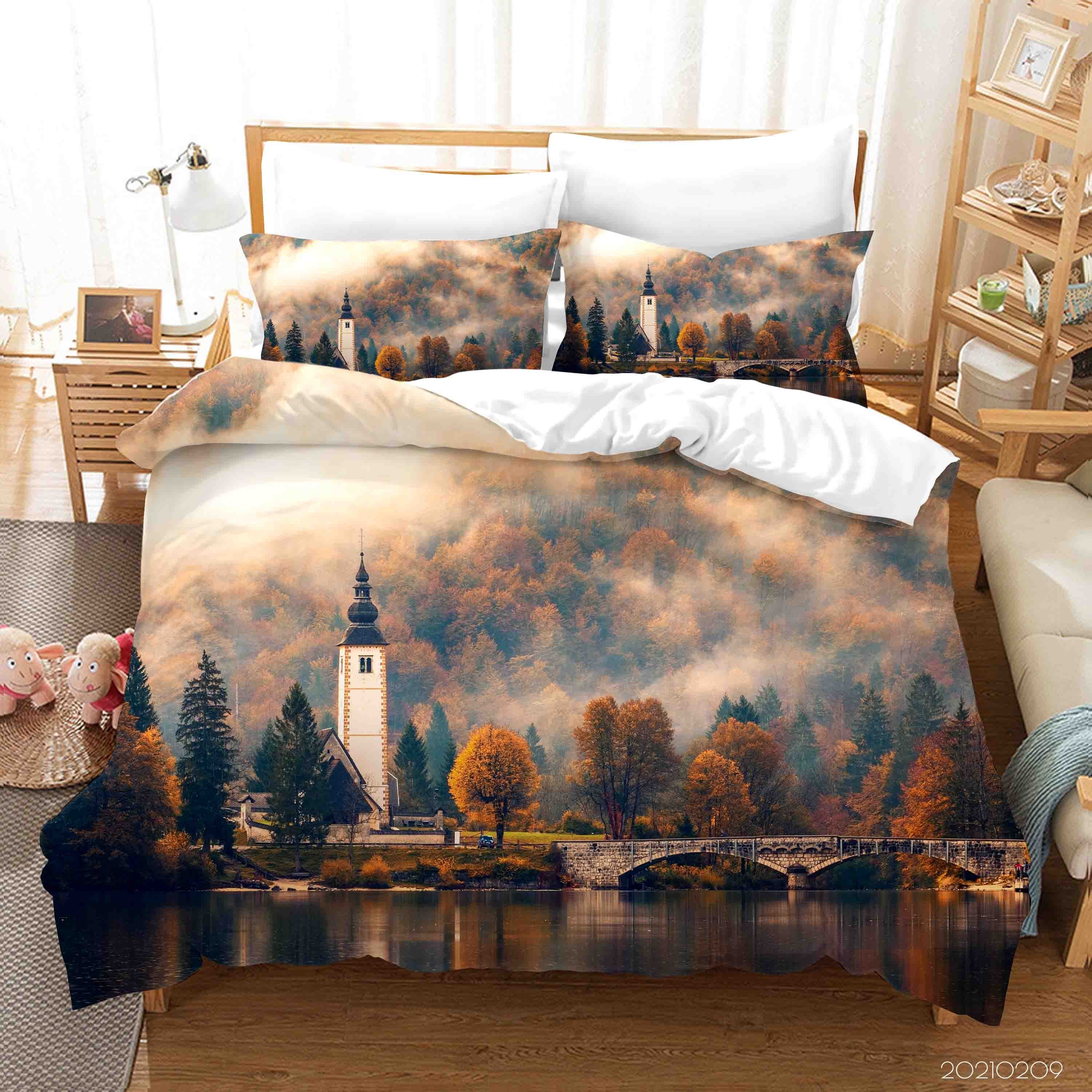 3D Forest Lake Landscape Quilt Cover Set Bedding Set Duvet Cover Pillowcases 33