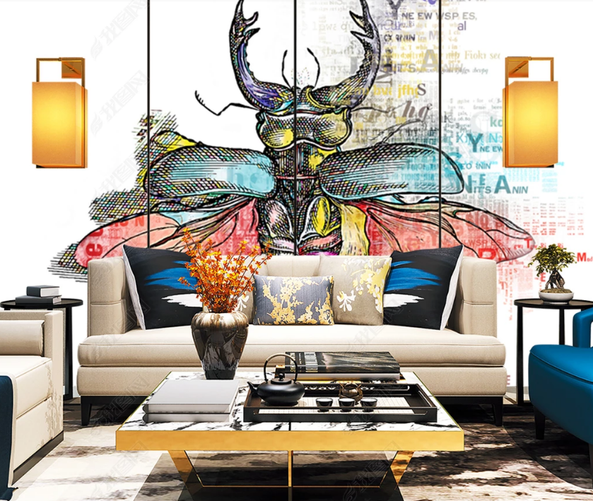 3D Retro Animal Insect Wall Mural Wallpaper LQH 175