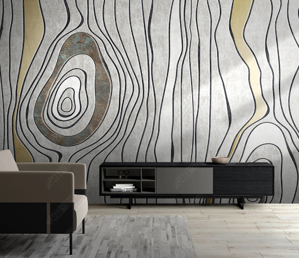 3D Abstract Grey Geometric Line Wall Mural Wallpaper LQH 44