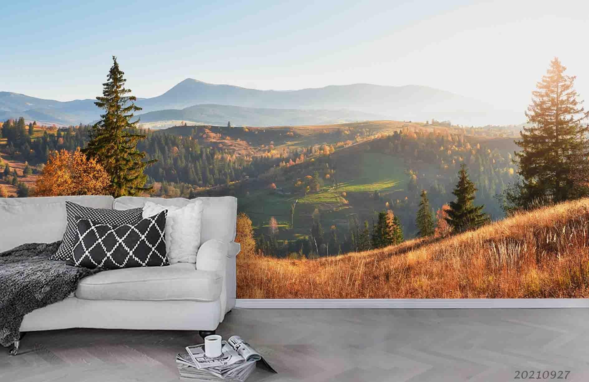 Buy 3D Autumn Forest Mountain Landscape Wall Mural Wallpaper LQH 77 ...